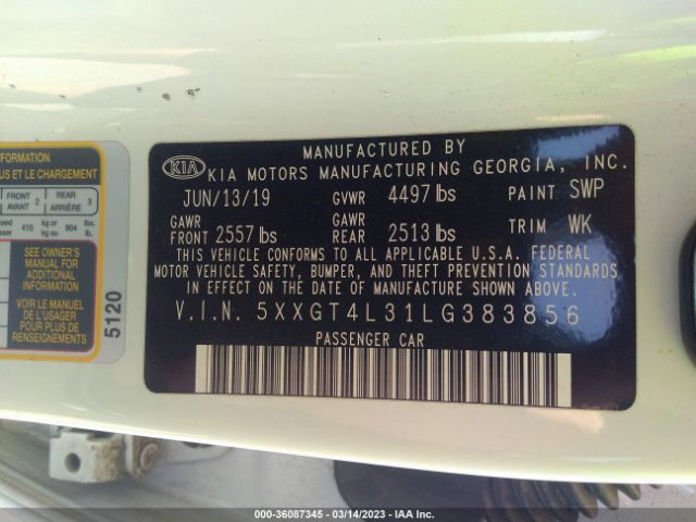 5XXGT4L31LG383856 KIA Optima Lx