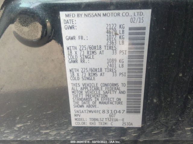 5N1AT2MV4FC831047 Nissan Rogue Sl