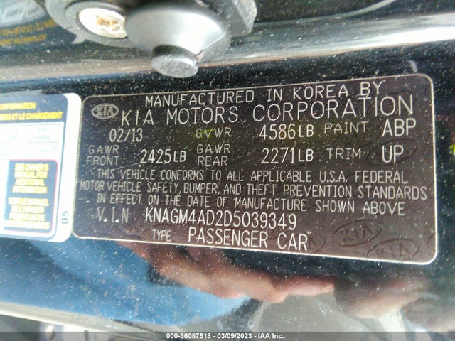 KIA Optima Hybrid Ex 2013 KNAGM4AD2D5039349 Image 9