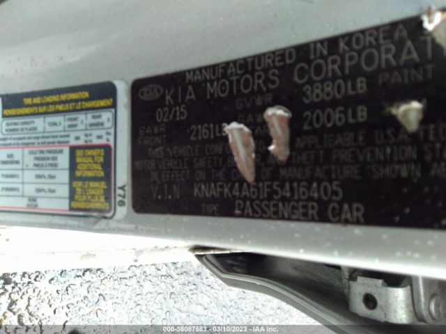 KNAFK4A61F5416405 KIA FORTE LX