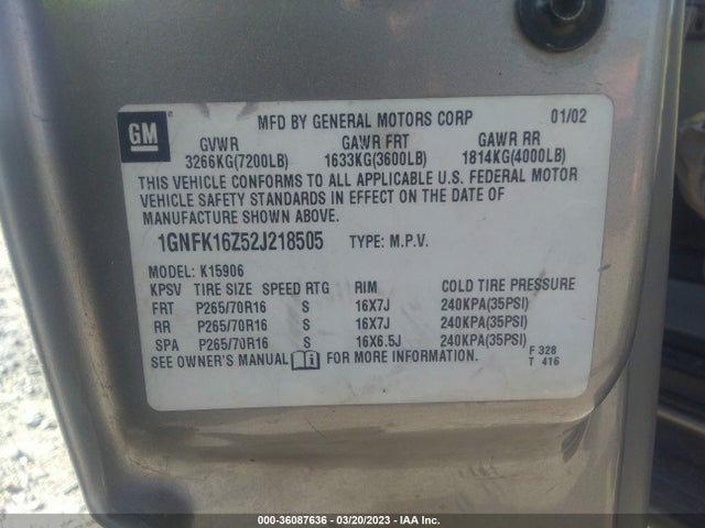 Chevrolet Suburban Lt 2002 1GNFK16Z52J218505 Image 10