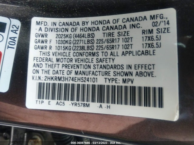 Honda Cr-v Ex-l 2014 2HKRM3H74EH524101 Image 9