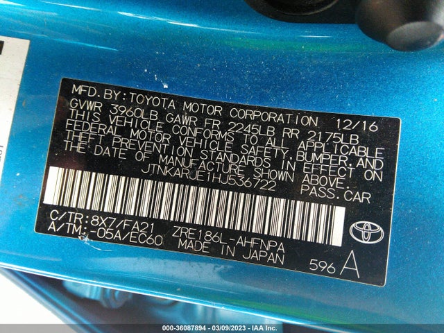 Toyota COROLLA IM 2017 JTNKARJE1HJ536722 Image 10