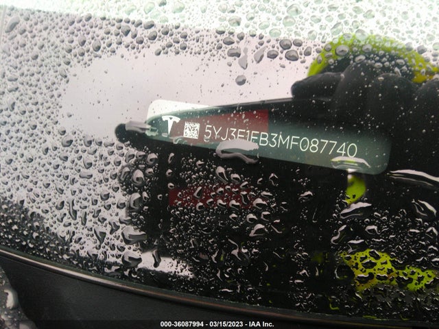 Tesla Model 3 Long Range 2021 5YJ3E1EB3MF087740 Image 9