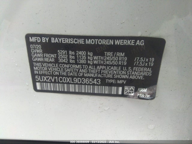 BMW X4 Xdrive30i 2020 5UX2V1C0XL9D36543 Image 9