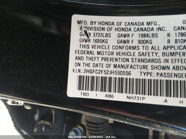 Honda Civic Sedan Lx 2018 2HGFC2F52JH550556 Image 9