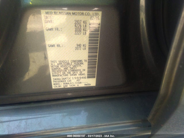 2018 NISSAN ALTIMA 2.5 SL VIN: 1N4AL3AP7JC198946