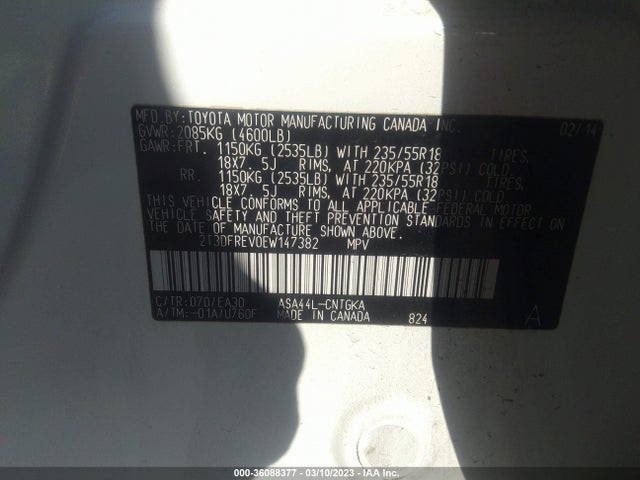 Toyota Rav4 Limited 2014 2T3DFREV0EW147382 Image 9