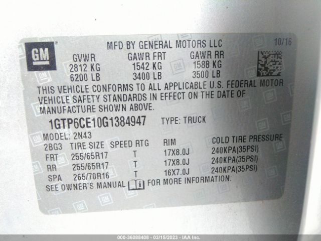 1GTP6CE10G1384947 GMC Canyon 4wd Sle