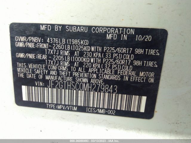 JF2GTHSC0MH279843 Subaru Crosstrek Sport