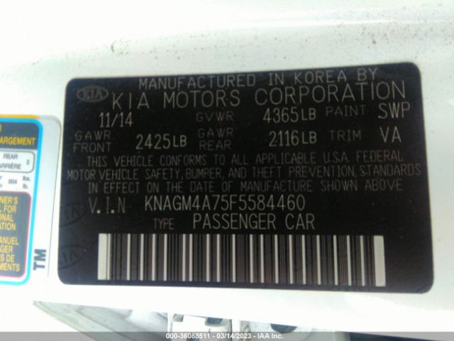 KNAGM4A75F5584460 KIA Optima Lx