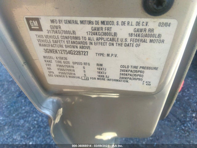 Chevrolet Avalanche 2004 3GNEK12T54G228727 Image 10