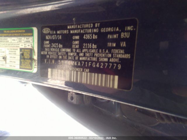 5XXGM4A71FG427779 KIA Optima Lx