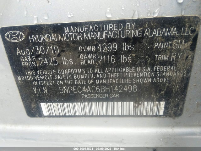 Hyundai Sonata Ltd Pzev 2011 5NPEC4AC6BH142498 Image 10