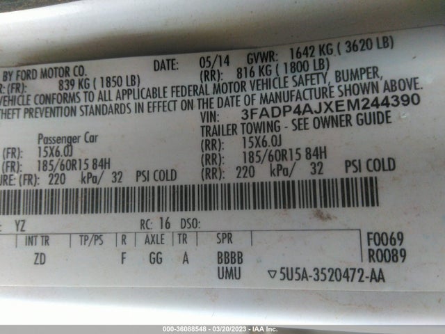 Ford FIESTA S 2014 3FADP4AJXEM244390 Image 9