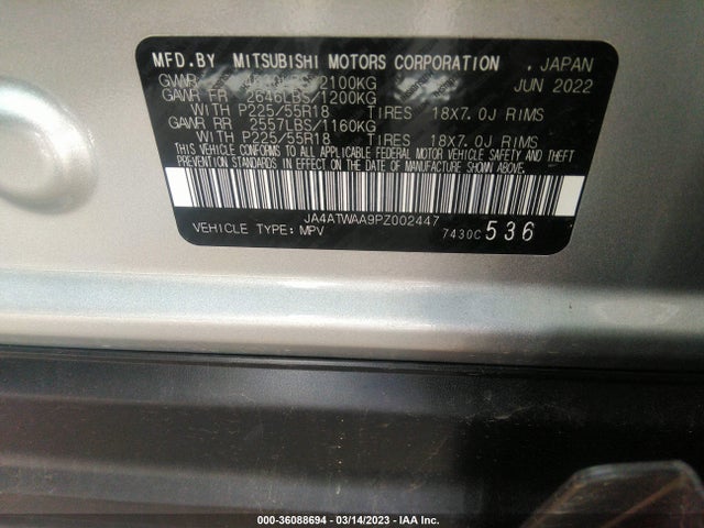 JA4ATWAA9PZ002447 Mitsubishi Eclipse Cross Se/sel