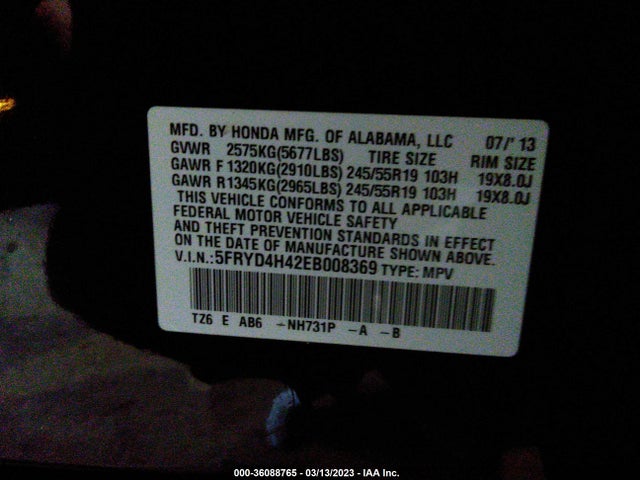 Acura Mdx Tech Pkg 2014 5FRYD4H42EB008369 Image 9