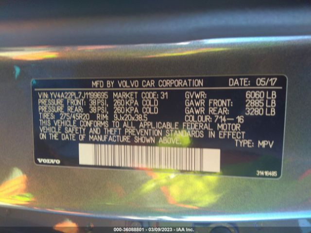 YV4A22PL7J1199695 Volvo Xc90 Inscription