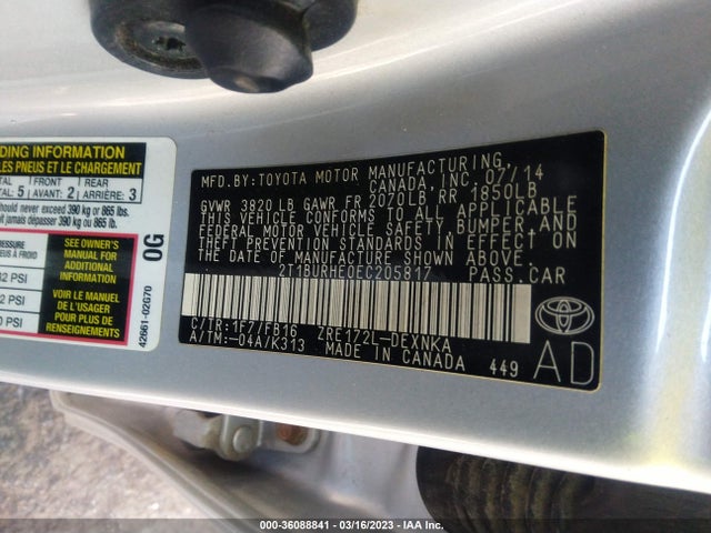 Toyota Corolla 2014 2T1BURHE0EC205817 Image 9