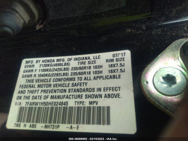 Honda CR-V EX 2017 7FARW1H50HE024845 Image 10