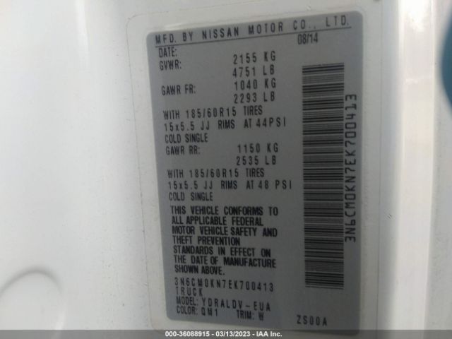 3N6CM0KN7EK700413 Nissan Nv200 S/sv