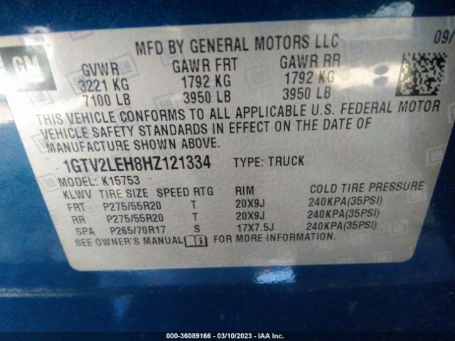 1GTV2LEH8HZ121334 GMC SIERRA 1500