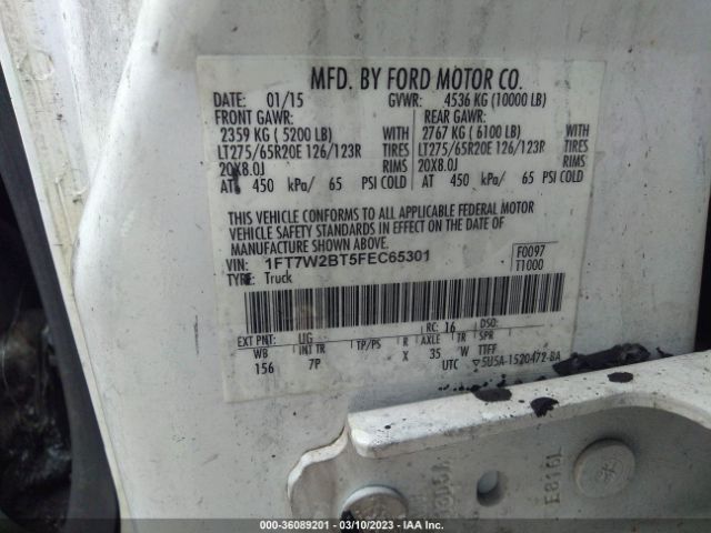 1FT7W2BT5FEC65301 Ford Super Duty F-250 Srw Lariat/platinum