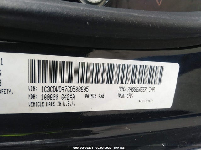 2012 DODGE CALIBER SXT VIN: 1C3CDWDA7CD508605