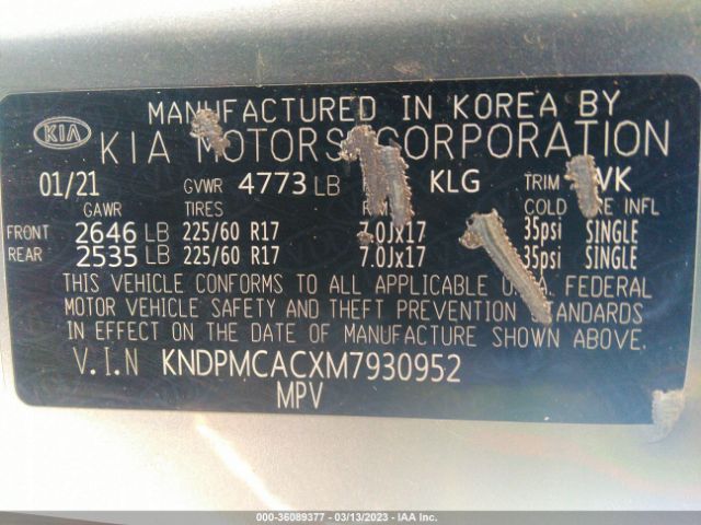 KNDPMCACXM7930952 KIA Sportage Lx