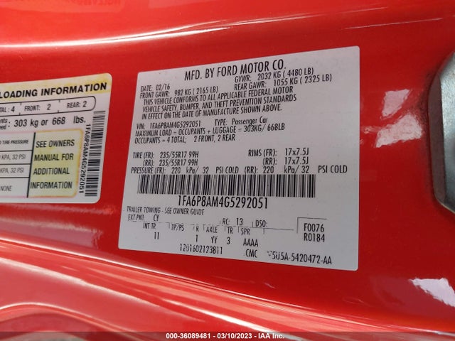 Ford Mustang 2016 1FA6P8AM4G5292051 Image 21