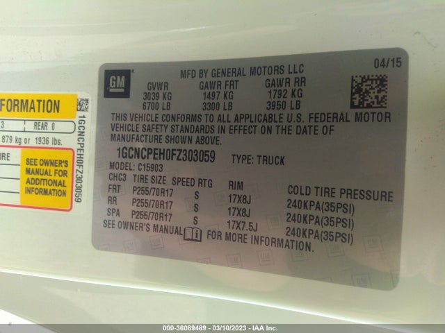 Chevrolet Silverado 1500 Ls 2015 1GCNCPEH0FZ303059 Image 10