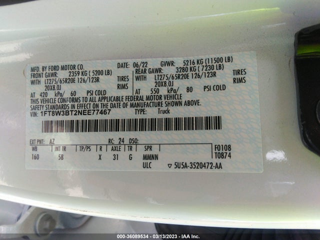 2022 Ford F-350, VIN: 1FT8W3BT2NEE77467