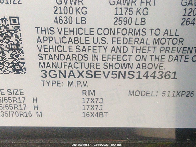 Chevrolet EQUINOX LS 2022 3GNAXSEV5NS144361 Image 9