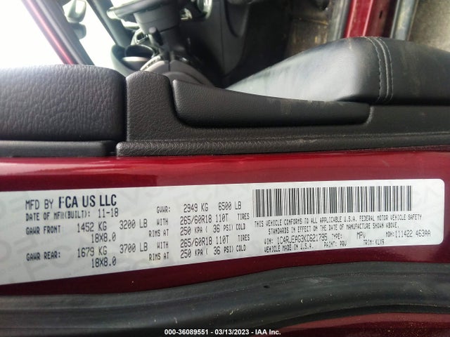 Продаж на аукціоні авто 2019 Jeep Grand Cherokee Laredo E 4x2, vin: 1C4RJEAG3KC621795, номер лоту: 36089551