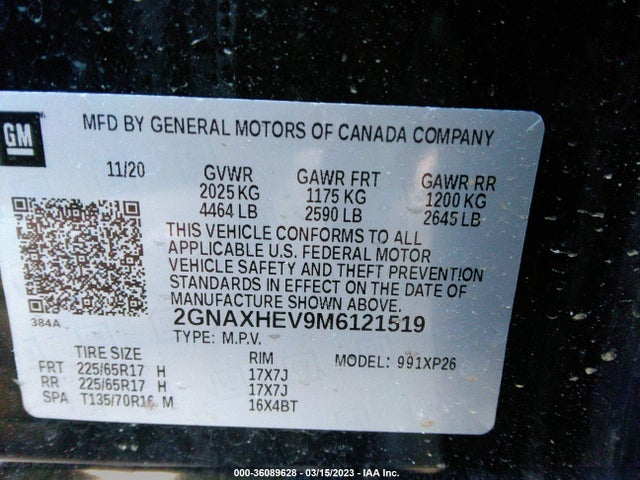 Chevrolet EQUINOX LS 2021 2GNAXHEV9M6121519 Image 9