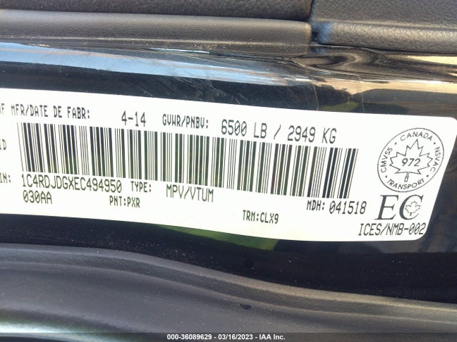 Dodge DURANGO LIMITED 2014 1C4RDJDGXEC494950 Image 10