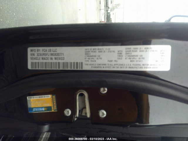 RAM 2500 Laramie 2021 3C6UR5FL1MG630771 Image 10