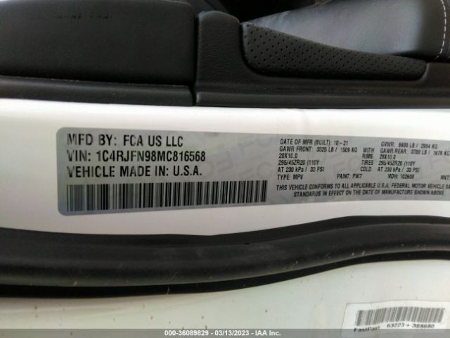 1C4RJFN98MC816568 Jeep Grand Cherokee Trackhawk