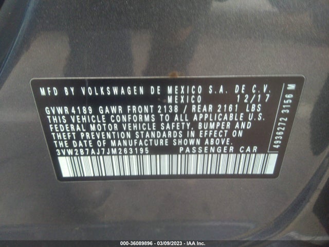 3VW2B7AJ7JM263195 Volkswagen Jetta 1.4t S
