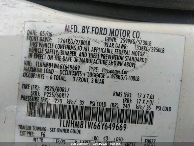 1LNHM81W66Y649669 Lincoln Town Car
