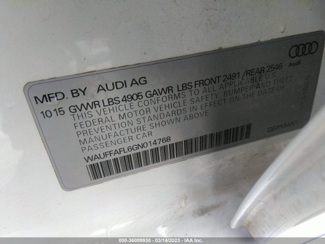 WAUFFAFL6GN014768 Audi A4 Premium Plus
