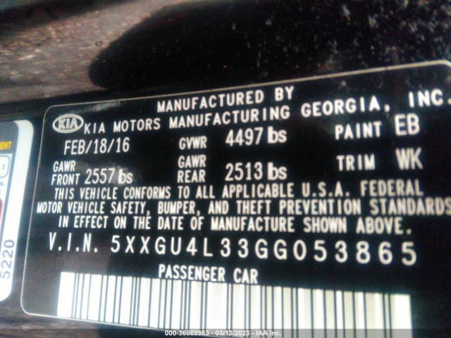 5XXGU4L33GG053865 KIA OPTIMA EX