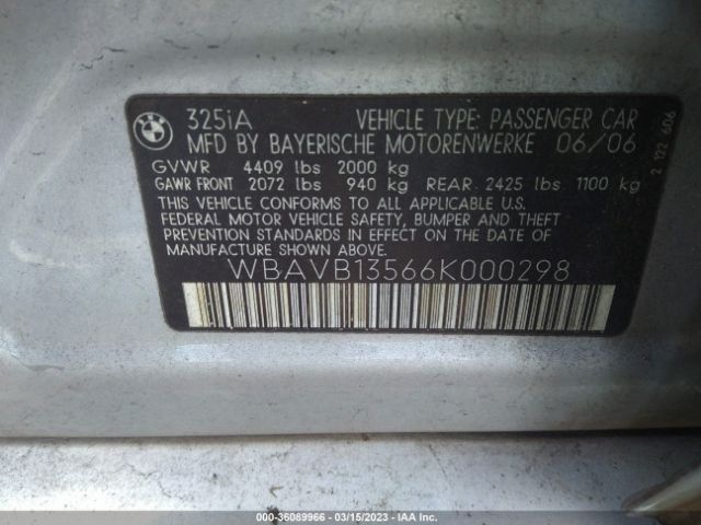 WBAVB13566K000298 BMW 3 Series 325i