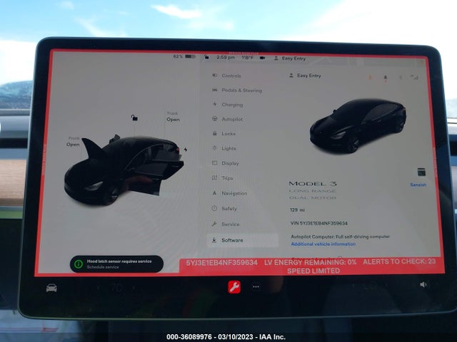 Tesla Model 3 Long Range 2022 5YJ3E1EB4NF359634 Image 9