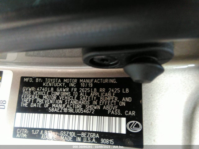 2020 Lexus ES, VIN: 58AEZ1B18LU054672