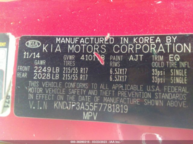 KNDJP3A55F7781819 KIA SOUL +