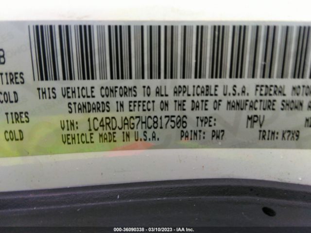 1C4RDJAG7HC817506 Dodge Durango Sxt