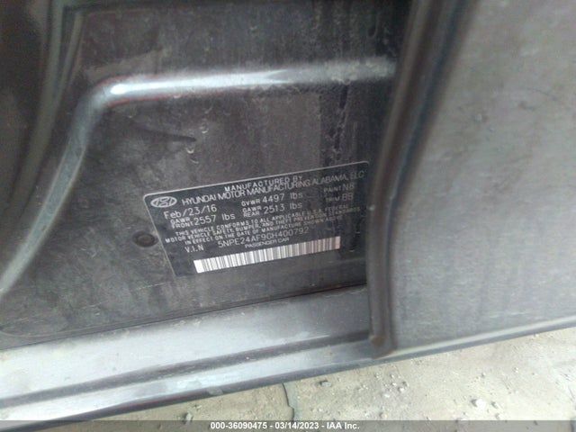 Hyundai Sonata 2.4l 2016 5NPE24AF9GH400792 Image 11