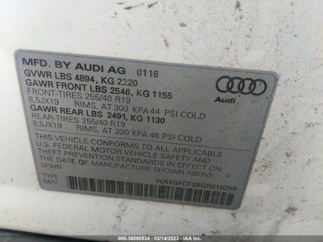WA1GFCFS5GR015259 Audi Q3 Prestige
