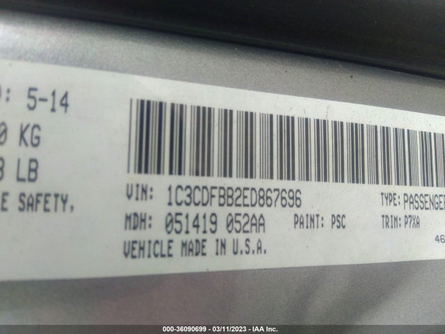 Dodge DART SXT 2014 1C3CDFBB2ED867696 Image 9